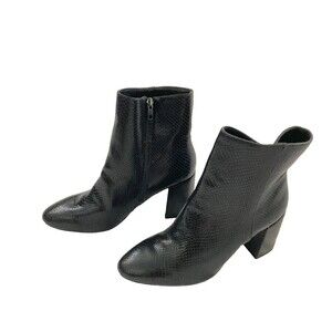 NWOT Bershka Women’s Sz 39 (8.5-9) Black Block Heel Ankle Boots Snake Skin Print
